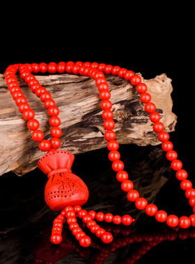 原矿朱砂珠子手链多层佛珠手串女款本命年项链聚福钱袋毛衣链