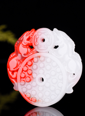 和田红玉招财貔貅吊坠彩玉必定有钱挂件毛衣链 出入保平安符车挂