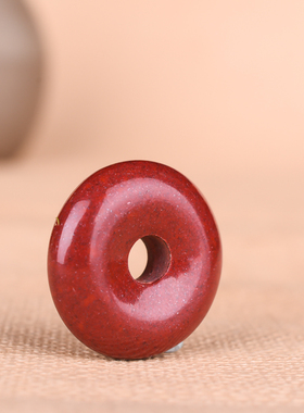 高含量原矿朱砂帝王砂平安扣吊坠 紫金砂招财催财压惊平安扣挂件