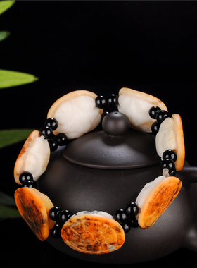 锦玉轩新疆和田玉籽料长寿乌龟手链籽料原石黄皮料手串时尚男女款