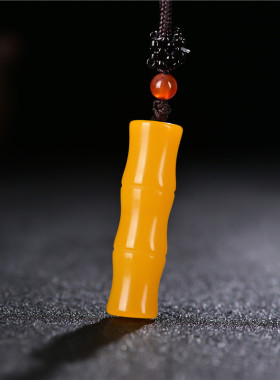 玉石匠新疆和田白玉竹节吊坠 碧玉节节高项链 黄玉步步高升挂件