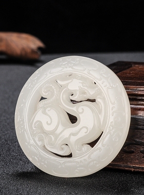 新疆和田白玉龙吊坠仿古龙牌挂件可做车挂男女款玉石项链毛衣链