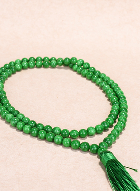 玉石匠干青翡翠108颗佛珠念珠手链男女款多圈铁龙生手串绿项链