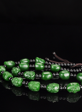 玉石匠新疆和田玉碧玉十八罗汉项链挂绳 老坑碧玉颈饰男款吊坠玉