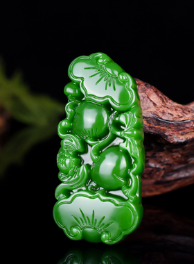 新疆和田玉碧玉事事如意挂件男霸气女款碧玉福寿如意玉石吊坠