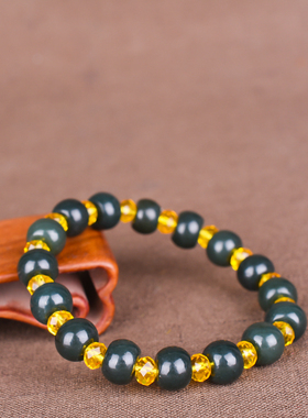 玉石匠新疆和田玉青玉手链男女款精品新款苹果型鼓型圆珠老玉手链