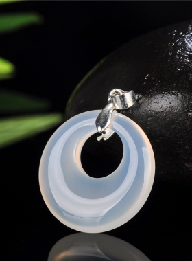 diy冰种玉髓平安扣挂件配饰吊坠