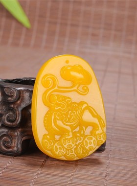 冰种貔貅霸气风招财麒麟玉吊坠