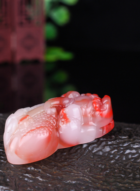 玉石匠新疆和田白玉招财貔貅吊坠 红玉金蟾蜍情侣款挂件皮休玉坠