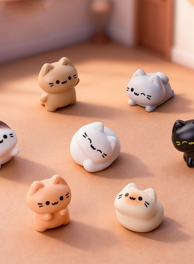 可爱MINI小萌猫萌粒树脂公仔桌面小摆件 diy装饰品微缩场景小摆件