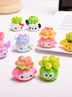 微景观动物多肉花朵盆栽摆件创意车载家居桌面治愈系装饰小摆件