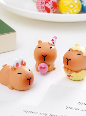 可爱卡皮巴拉水豚手办 情绪稳定治愈系小物件工位电脑装饰品摆件