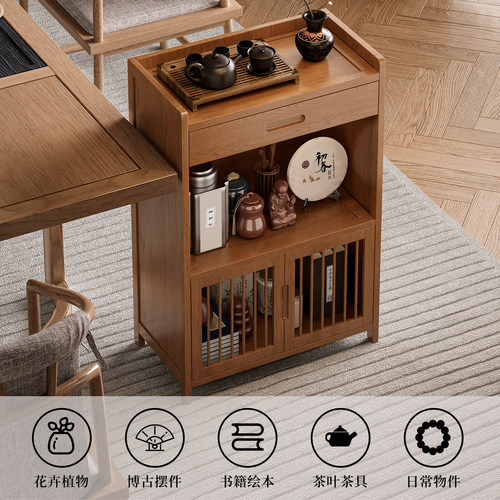 茶具架子置物架新中式博古架小型茶室摆件收纳茶叶放置茶杯展示柜 - 图2