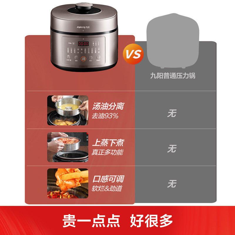 九阳电家用双胆一体5l智能压力煲 九阳厨房电器电压力锅
