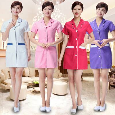 21美容院工作服护士服美容师服装新款连衣裙医生药店服女春夏装 虎窝淘