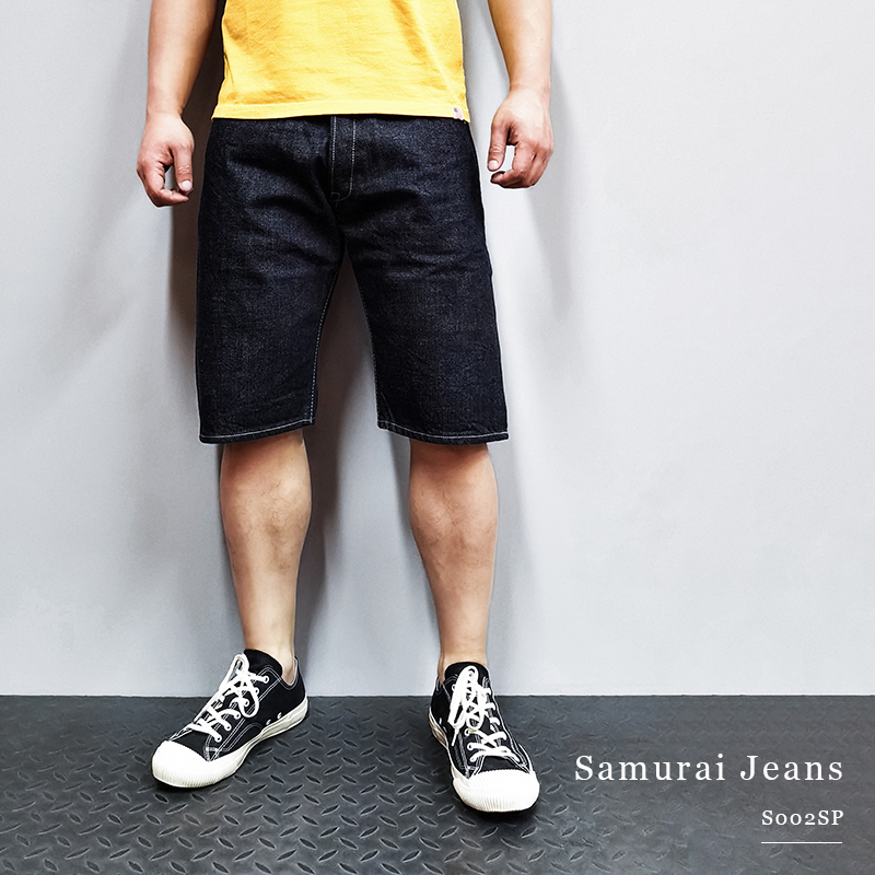 SAMURAI JEANS S002SP武士夏季15盎司埃及棉皮马棉原色牛仔裤短裤-图0