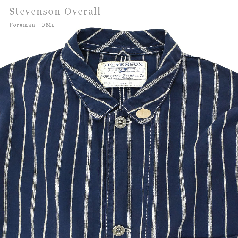 STEVENSON  OVERALL FOREMAN - FM1 SOC超薄条纹复古铁道工装夹克 - 图1