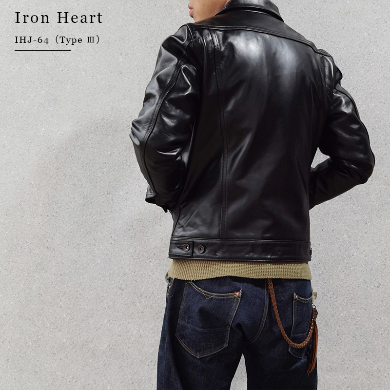 IRON HEART IHJ-64日产铁心现货多口袋黑色马皮机车皮衣3代皮夹克 - 图0