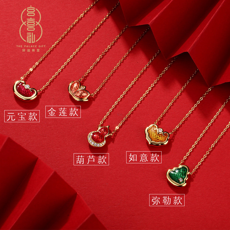 故宫文创宫喜礼祈福复古颈饰锁骨链 宫喜礼项链