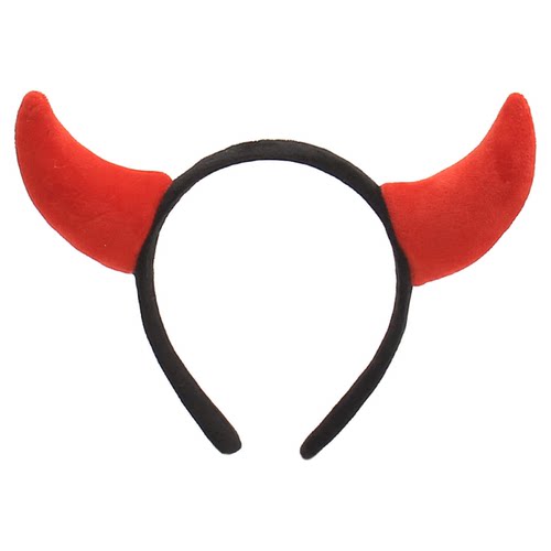 牛掰了～可爱红色牛角发箍万圣节搞怪恶魔角头饰派对装扮拍照发卡 - 图3