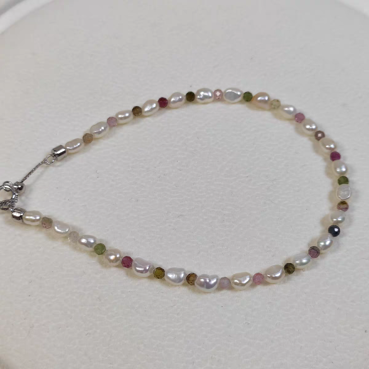 多巴胺酚天然碧玺糖果正圆小珠天然淡水小米珍珠精致项链三款合集 - 图2