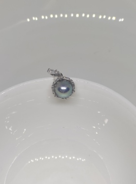 一物一拍 天然海水珍珠真多麻7mm+精致纯银闪闪小吊坠节日礼物