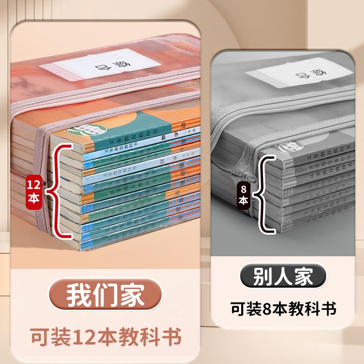 得力科目袋文件袋学科分类袋a4试卷收纳袋拉链袋双层小学生用手提袋课本书袋作业袋大容量网纱袋装卷子资料袋 - 图2