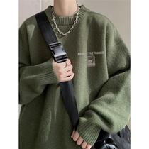 OEMG American oversize Lazy Sweater men and women Autumn Winter New Thickened Round Collar Needlewear Jacket Loose