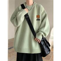 OEMG sweater for mens autumn and winter ochre high level sensation sleeve head day department retro-style lazy wind loose casual stitch cardigan