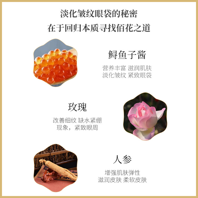 鱼子酱女淡化细纹补水抗皱去眼袋 佰花养道眼部精华