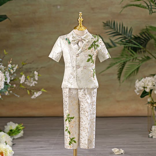 男童西装套装潮服高端儿童礼服帅气模特走秀主持人男孩钢琴演出服