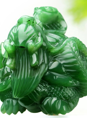 甄选老料立体雕工菠菜绿四方神兽