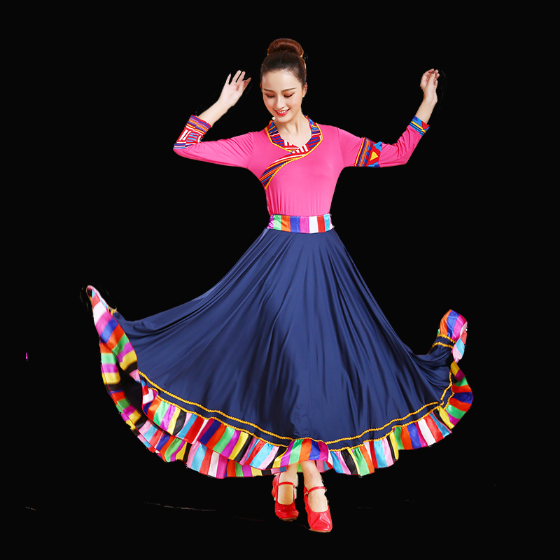 如登旗舰店广场舞服装新款套女藏族舞蹈演出服装民族风中老年跳舞衣服大摆裙3