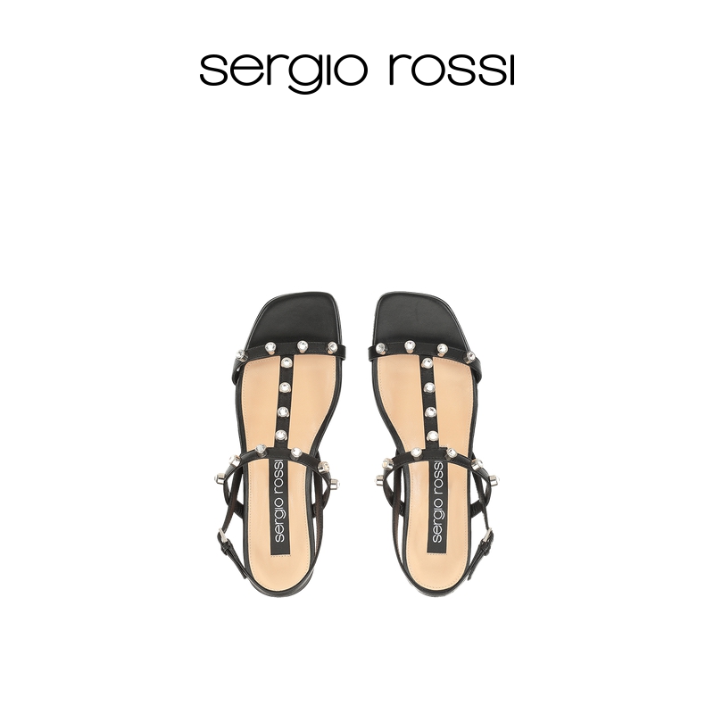 Sergio Rossi/SR女鞋sr1系列水晶钻饰平底凉鞋 - 图1