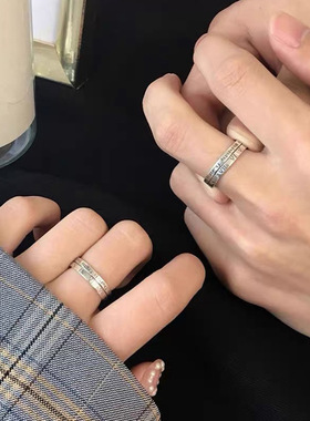 S925镀银不掉色 ins个性潮流设计感戒指嘻哈风复古可调节开口戒指