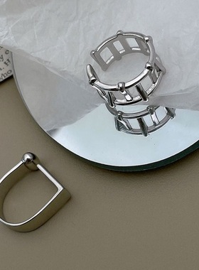 个性篱笆戒指女ins潮小众高级设计感甜酷食指戒网红爆款百搭指环