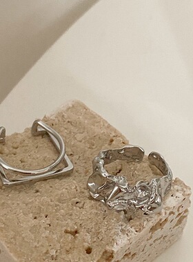 网红戒指女ins小众设计感复古个性褶皱时尚个性开口可调节指环