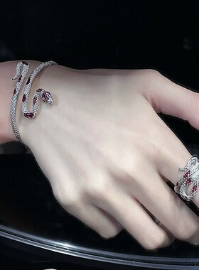 小众蛇形手镯冷淡轻奢开口中性风戒指男女ins冷淡风个性黑暗手环