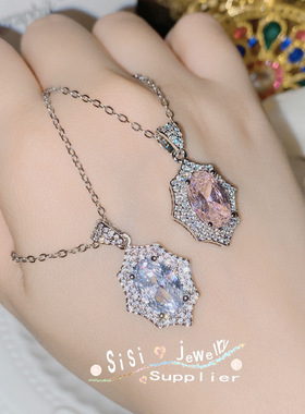Sisi小红书高定5克拉微镶满钻鹅蛋吊坠 镀18k 切割手工镶钻项坠女