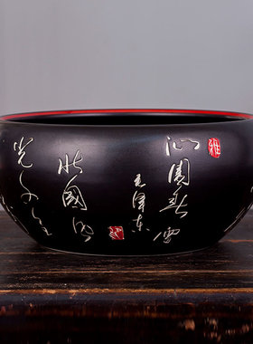 490景德镇陶瓷鱼缸摆件荷花盆