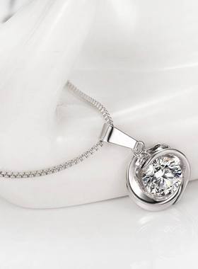 s925纯银项链玫瑰花白金吊坠韩版经典轻奢锆石浪漫花卉锁骨链首饰