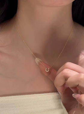 「小马蹄」银U型项链女锁骨链