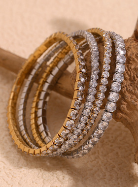 英国george melis欧美时尚气质小众设计高级感手饰镀18k金弹力