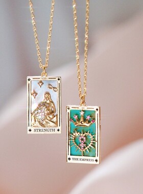 英国george melis塔罗牌tarot带钻滴油项链女ins高赞热款电镀