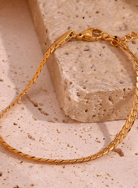 英国george melis欧美时尚简约小众钛钢手饰镀18k金精抛加密nk链