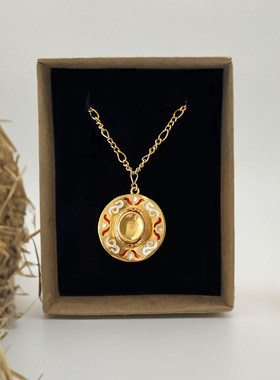 英国george melis独立站时尚复古牛仔靴吊坠帽子项链小众女锁骨