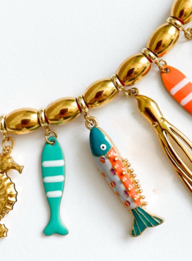 英国george melis欧美海马章鱼海螺小丑鱼多吊坠项链新款时尚