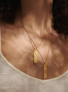 英国george melis欧美12星座塔罗牌镶钻钛钢项链炉内真空电镀18k