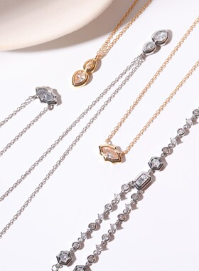 英国George Melis欧美独立站锆石椭圆圆形吊坠项链简约ins时尚