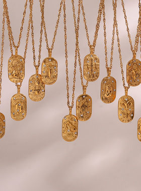 英国george melis欧美ins时尚简约小众复古项坠铸造椭圆牌锆石